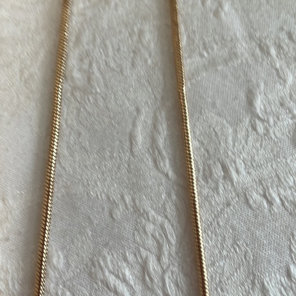 Open Shiny Gold-Tone Triple Oval Pendant on 16” Soft Snake Chain - Picture 5 of 6